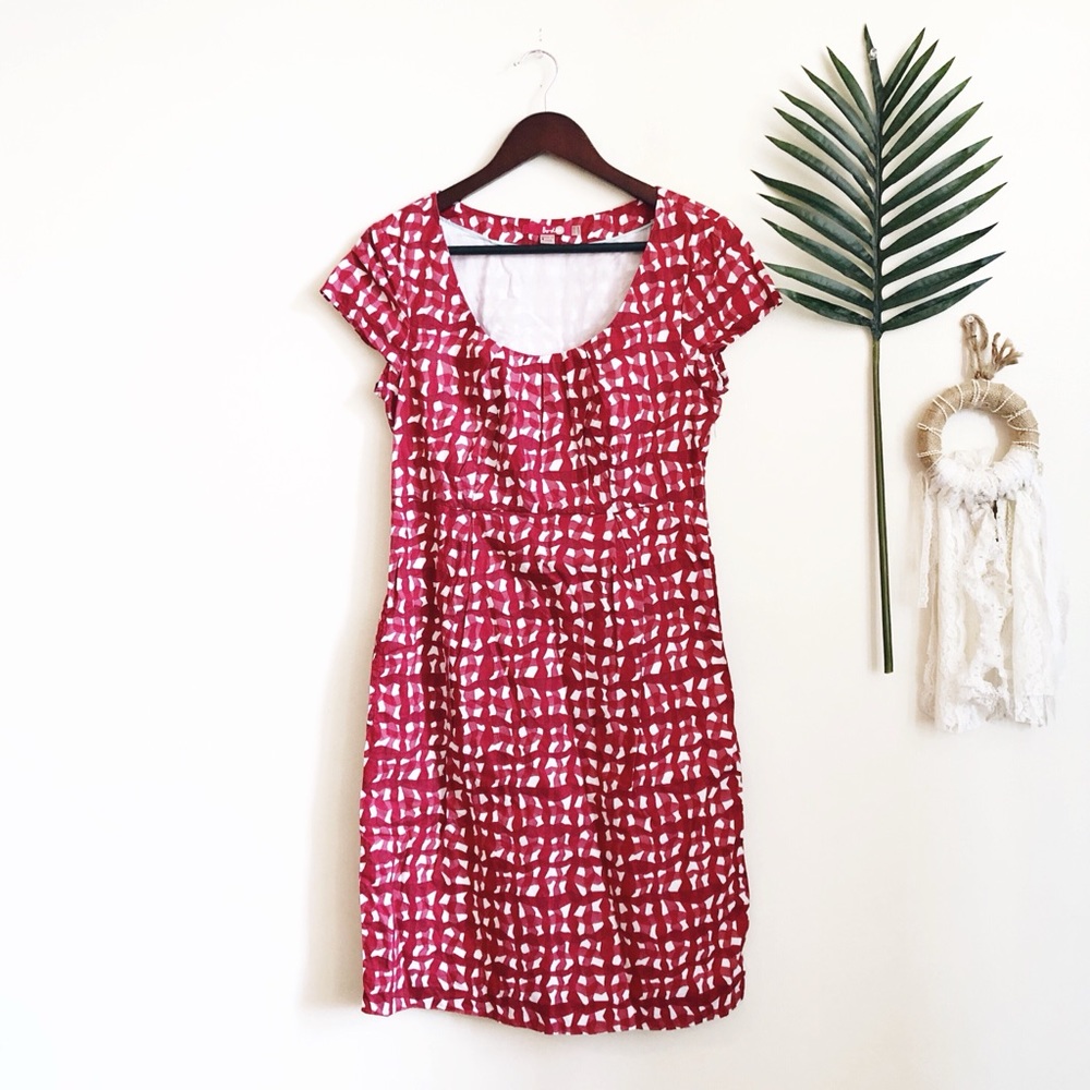 Boden Red and White Pattern Dress